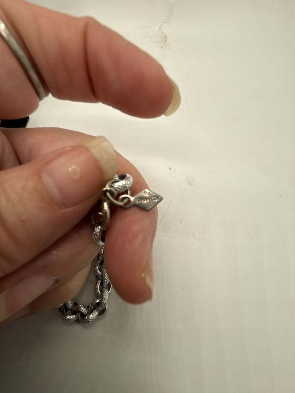 Sarah Coventry Silver Tone Chunky Textured Rolo Chain Bracelet